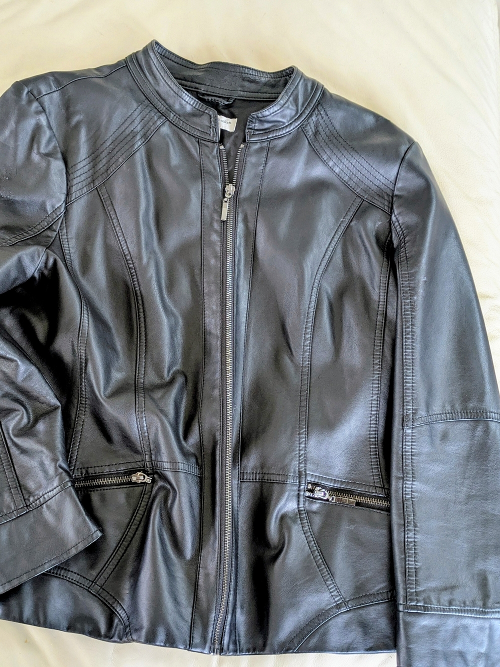 Christopher & Banks Black Vegan Leather Zip Jacket